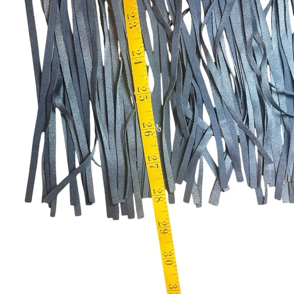 Flying Tomato Blue Faux Suede Southwestern Jacket Fringe Embroidered Small Aztec - Picture 13 of 16